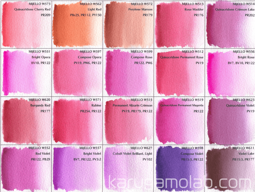 ミジェロミッションゴールドクラスのドットカード 全色色見本 カルガモ画材研究所